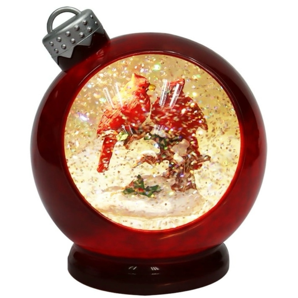Holiday Time Red Cardinal Glitter Snow Globe ❄️ 🤶
